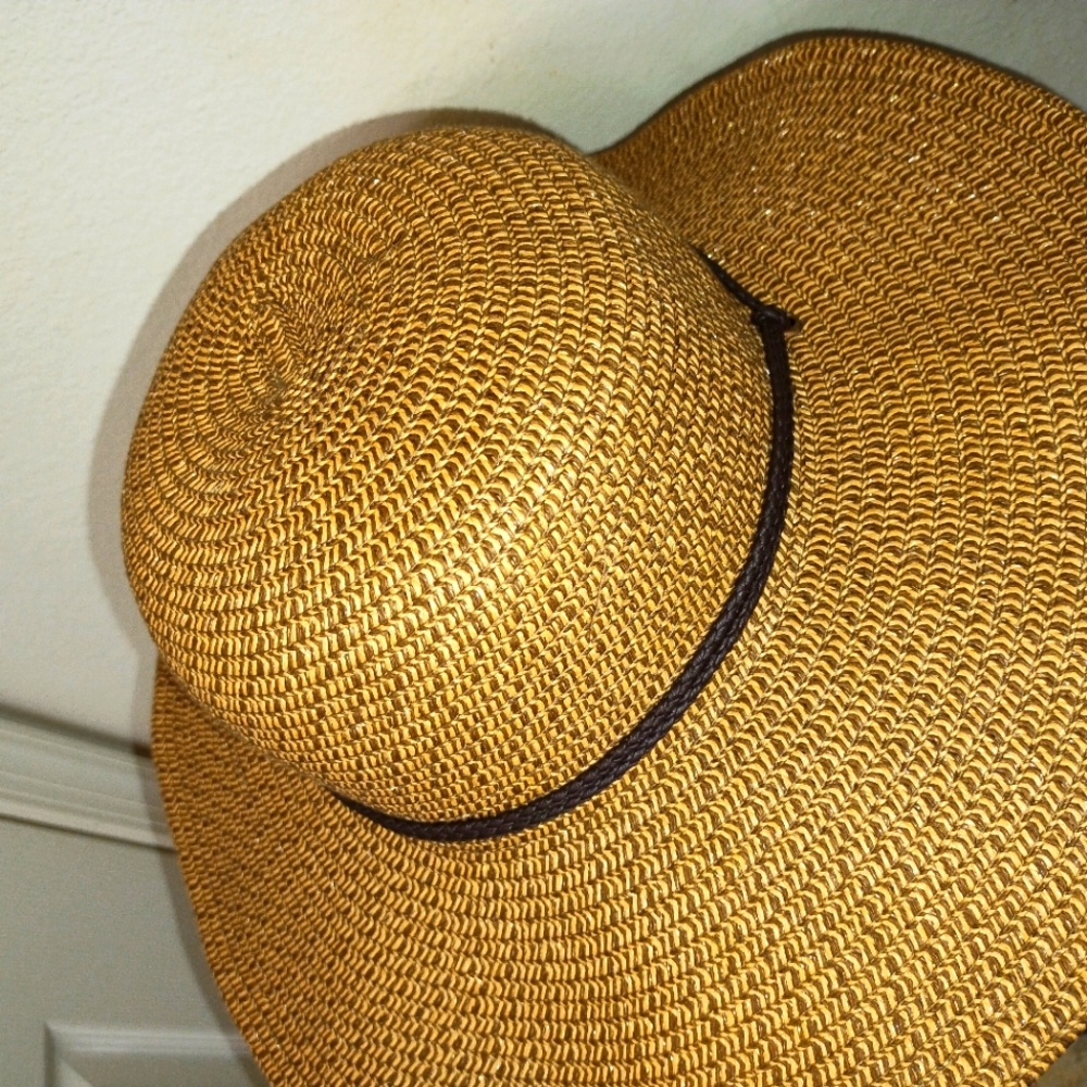 Scala Wide Brim Straw Hat With Chin Claps - image 1